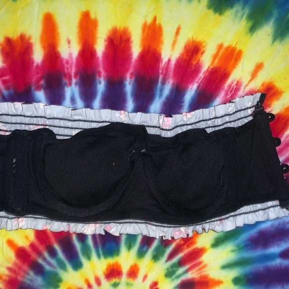 Smocked Underwire Floral Bandeau Bikini Top - Picture 2 of 3